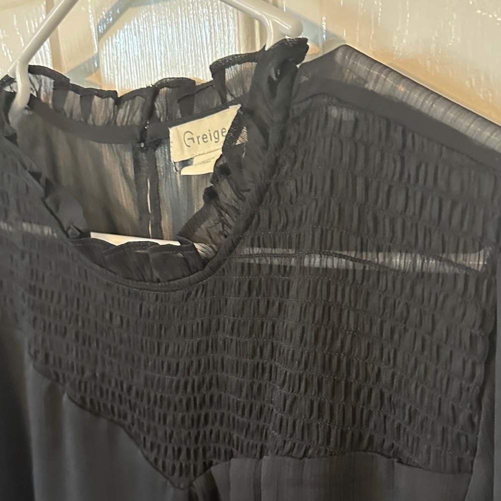Griege Sheer Ruffle Blouse - Picture 5 of 8